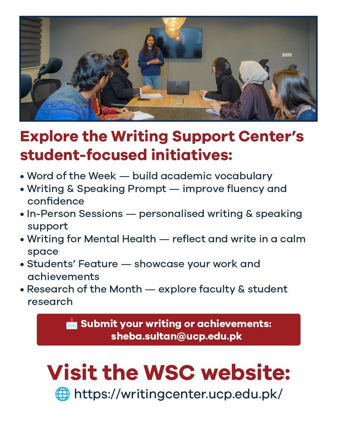 The Writing Support Center’s announcement of its online initiatives.
