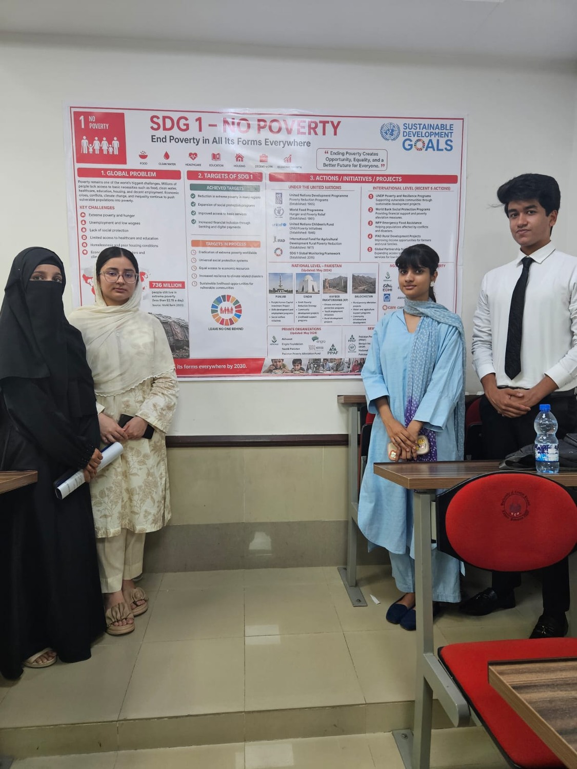 A student group presenting its work.