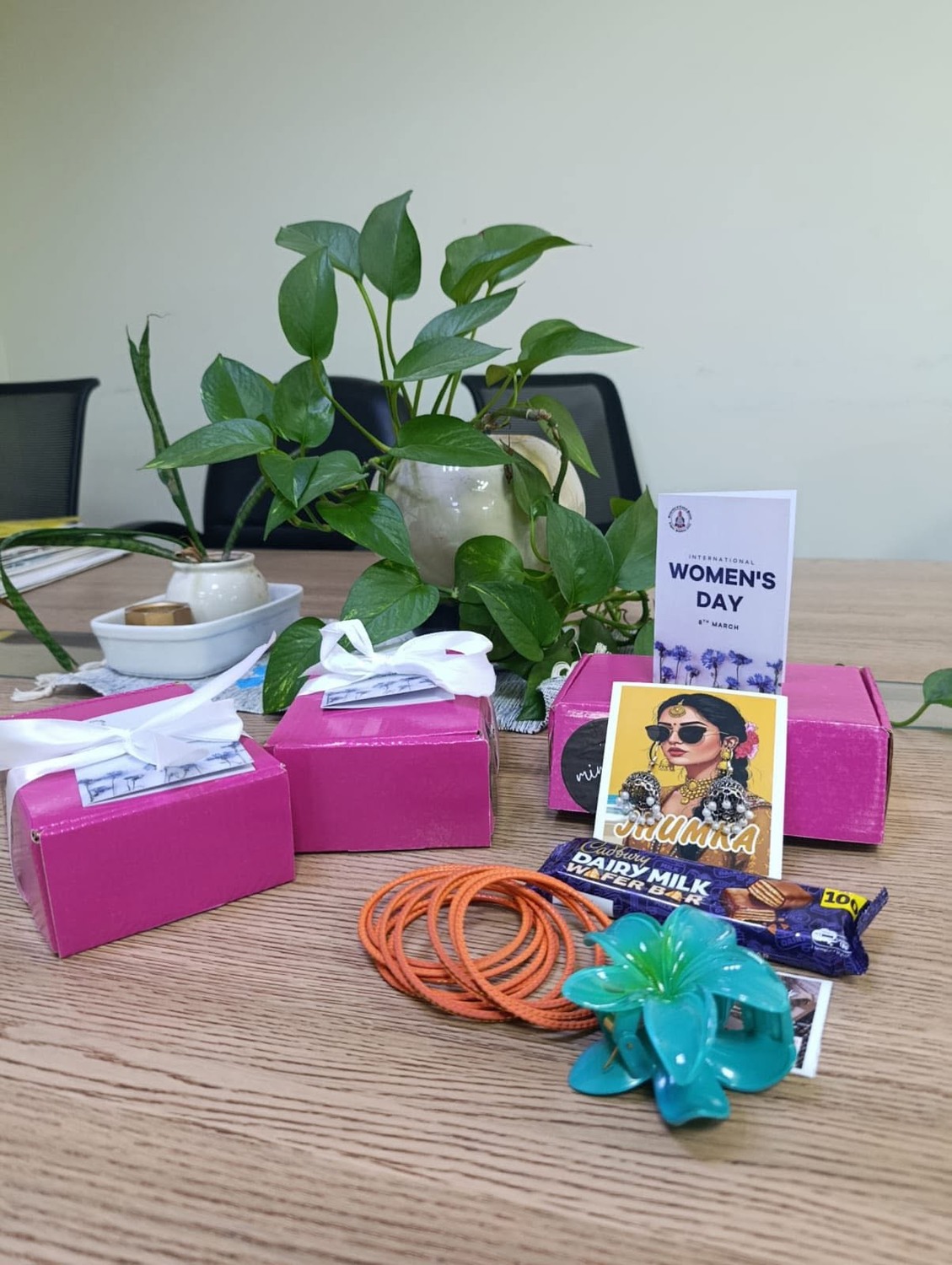 Gifts and displays prepared for the Women’s Day celebration.